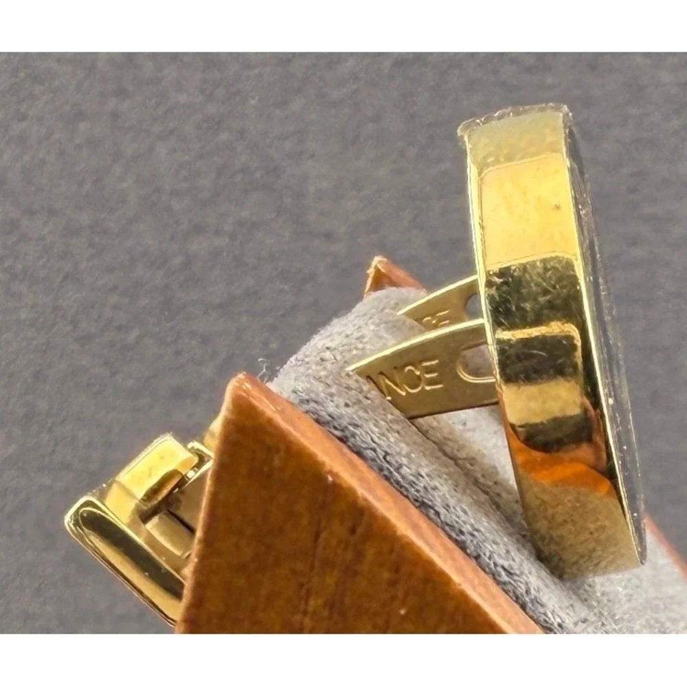Vintage Horse Cufflinks S.T. Dupont Paris Gold Tone Enamel Signed Heavy